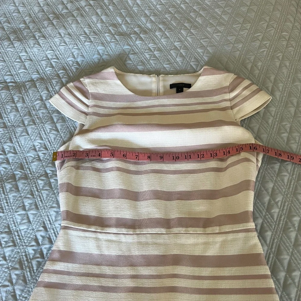 J. Crew Pink and White Striped Cap Sleeve Suiting Dress Size 2